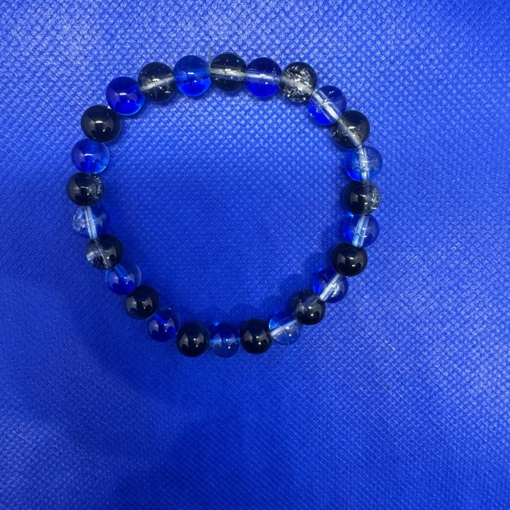 Blue and Black Beaded Bracelet